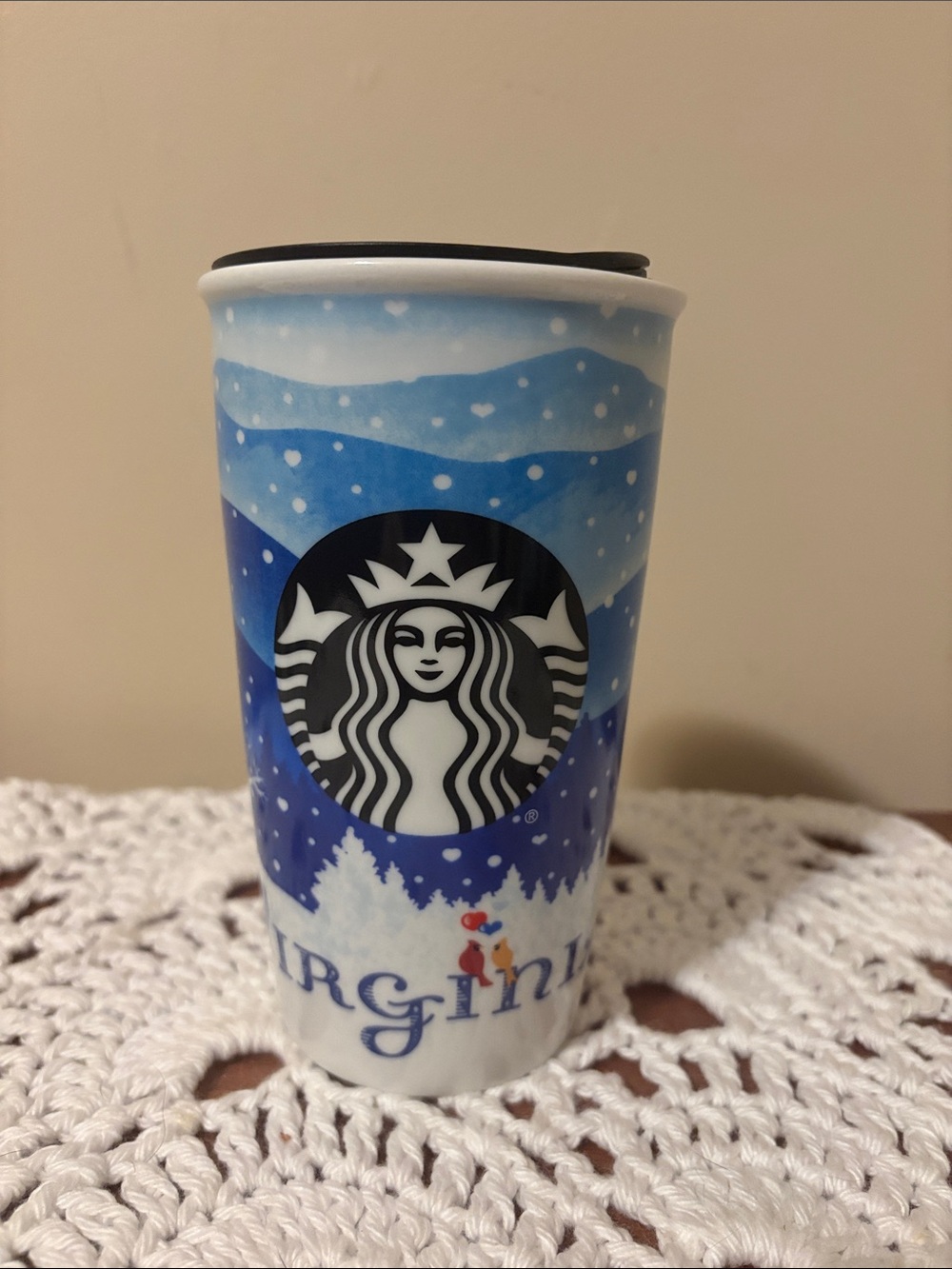 Starbucks Travel Virginia State Blue Gradient Winter Logo Mug 2016